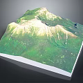 3D Terrain Model Featuring Mountain Ranges Green Vegetation And Small Lakes With Snowy Rock Textures