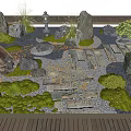 Microlandscape Garden With Stones Moss Slate Path Green Plants And Wooden Deck