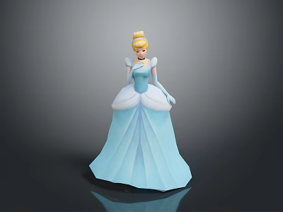 Woman In Blue Ball Gown With Golden Hair And Elegant Princess Design 3d model
