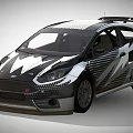 Black White Racing Car With Lightning Graphics Rear Spoiler And Sporty Aerodynamic Design