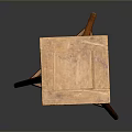 Vintage Wooden High Stool With Square Seat And Rustic Design Legs