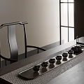 Elegant Chinese Tea Set With Tray Cups And Teapot On Wooden Table