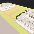 Design volume combination of primary and secondary schools 3d model