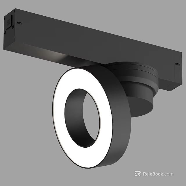 Modern LED Downlight Spotlight Design With Circular Ring And Black Housing Ceiling Mounted 3d model 