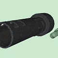 Black Cylindrical Weapon Tube With Surface Holes And White Small Part