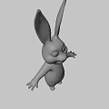 Cute Cartoon Rabbit Character With Long Ears Big Eyes And Open Arms On Dark Background