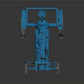 Classic Blue Tractor With Vintage Design Metal Wheels And Detailed Engine Parts
