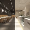 Modern TEABOO Milk Tea Shop Interior With White Counter Display Shelves And Lighting