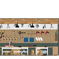Kindergarten Craft Activity Room With Wooden Worktables Tool Wall And Pendant Lights