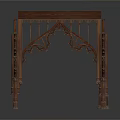 Dark Brown Wooden Decorative Structure Featuring Intricate Carvings For Classical Architecture 3d model