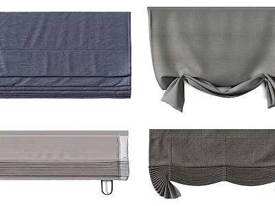 Modern Roman curtain high gray blue pink Roman shutter combination 3d model