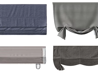 Modern Roman curtain high gray blue pink Roman shutter combination 3d model