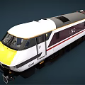 Modern Train With Yellow Front White Body Streamlined Design LINE Logo And Number 8701