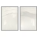 Abstract Textured Canvas Paintings In White Gray Tones For Modern Wall Decor
