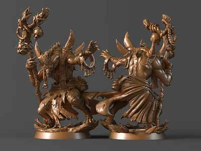 Fantasy Creature Sculpture Carving With Intricate Details And Dynamic Poses 3d model