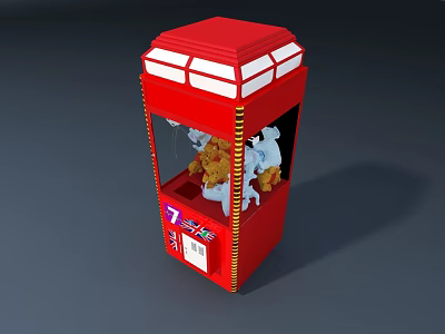 Red Claw Game Machine With Transparent Front Window And Soft Plush Toys For Amusement 3d model