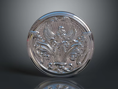 Silver Engraved Weapon Ornament Featuring Eagle Design And Floral Scrolls 3d model
