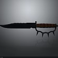 Tactical Combat Knife with Serrated Sharp Blade Red Wrapped Handle and Spikes at Handle End