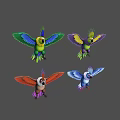 Vibrant Colorful Parrots Flying With Green Yellow Red And Blue Feathers