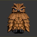 Owl grimace owl long-eared owl wulin owl monkey face owl carved owl 3d model