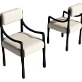 Modern Black Frame Dining Chairs With Beige Upholstered Seat And Armrests 3d model