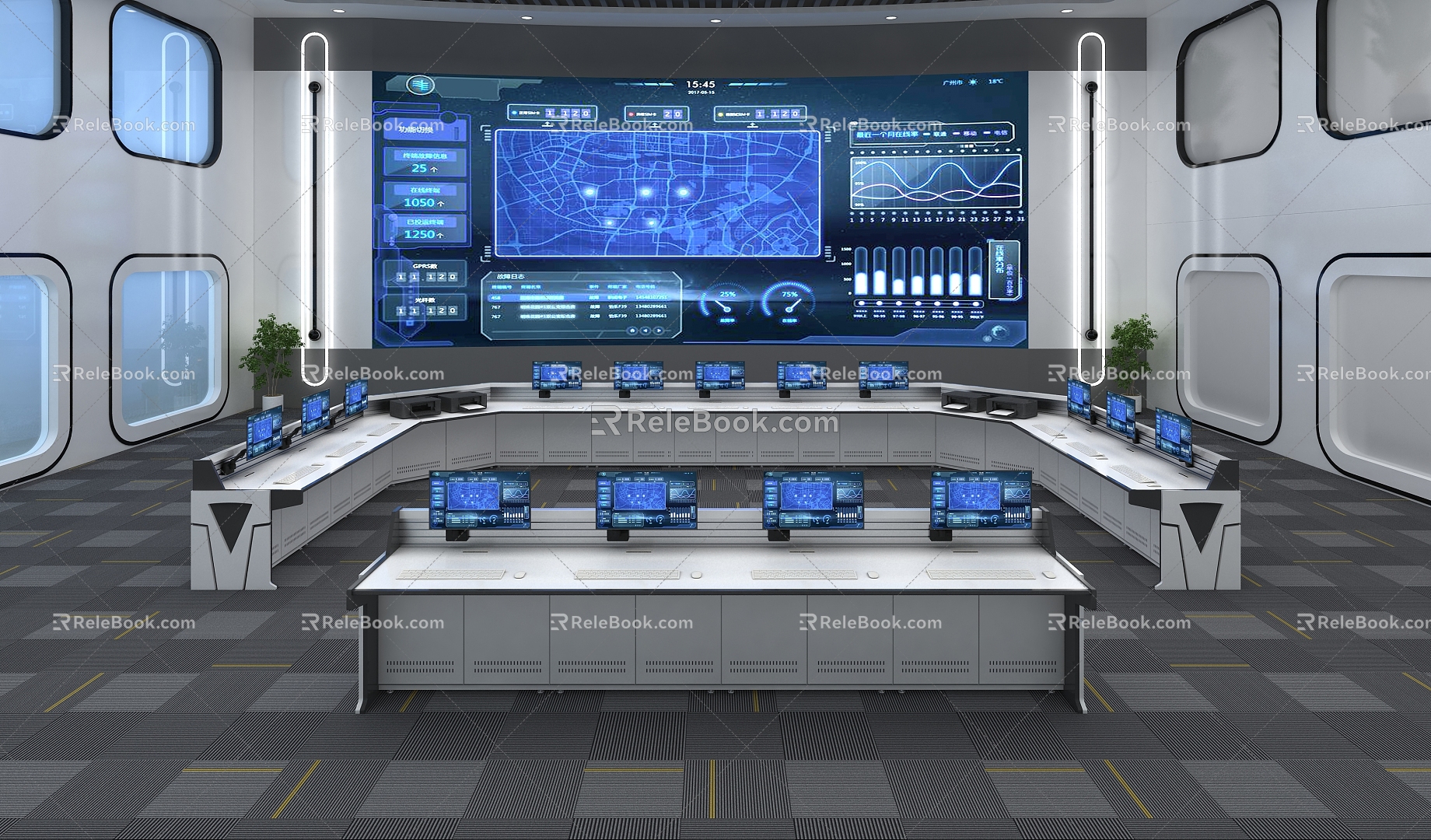 Modern Command Hall Console 3d model