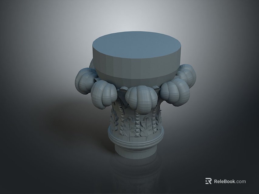 Scenic View Of Gray Decorative Column With Circular Top And Spherical Ornaments 3d model 