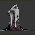 Fantasy Wizard Character With Long White Beard And Blue Trimmed Robe Holding Staff