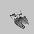 Traditional Sailing Ship With Multiple White Canvas Sails And Wooden Mast Design