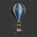 Colorful Blue And White Striped Hot Air Balloon Amusement Equipment With Golden Decorations