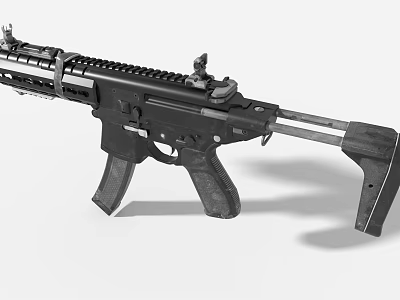 Game Movie Character Wielding Modern Black Tactical Rifle With Attachments 3d model
