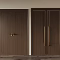 Brown Wooden Swing Doors With Metal Handles In Light Wall Room