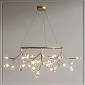 Modern Elegant Golden Branch Shaped Chandelier With Small Glass Bulbs And Hanging Design