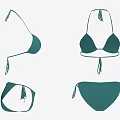 Teal Bikini Set With Tied Straps Minimalist Design Top And Bottom