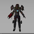 Futuristic Sci Fi Character In Red Tech Gear With Alien Creature 3d model