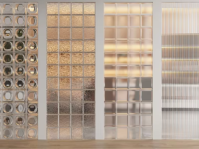 Modern Interior Wall Design With Different Textures Glass Blocks Grids And Stripes 3d model