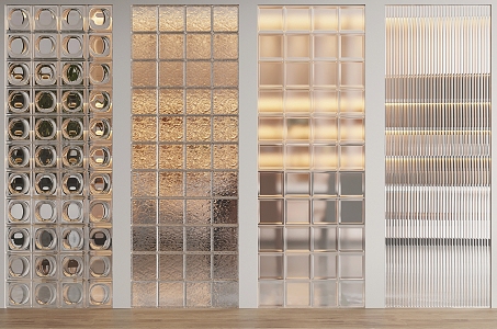 Modern glass brick partition 3d model