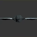 Fantasy Winged Axe Weapon 3D Model With Orange Black Handle Metal Blade