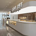 Sweet Dessert Shop Interior With Glass Display Cases And Fresh Pastries