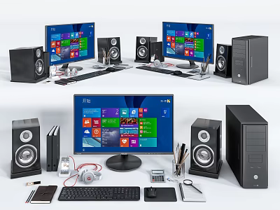 Modern computer audio monitor combination 3d model