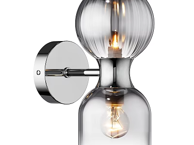 Modern Transparent Glass Wall Light With Double Globe Design And Metal Base 3d model
