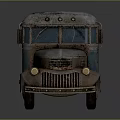 Vintage Rusty Bus Model With Weathered Metal Exterior And Classic Design