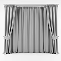Beige Curtains With Sheer White Center Panel And Tied Back Design For Home Interior