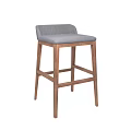 Modern Gray Cushioned Bar Stool With Wooden Frame And Contemporary Design