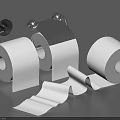 Soft White Toilet Paper Rolls With Wall Mounted Holder And Unrolled Sheets