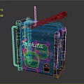 Blue Makita Portable Speaker With Durable Design Handle And Antenna For Worksite Use