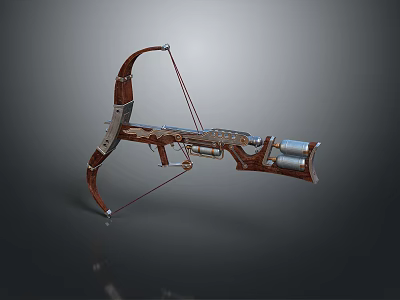 Mechanical Crossbow With Wooden And Metal Construction For Hunting And Target Practice 3d model