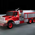 Red Fire Truck With Ladder Water Tank And Firefighting Equipment