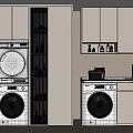 Modern Bathroom Cabinet Rack with Washing Machine Dryer Storage Cabinets and Shelves in Laundry Room