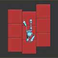 Blue Robot Character Running On Pink Platform Tiles In 3D Design 3d model